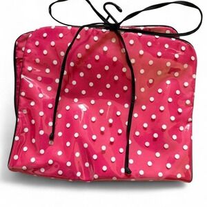 Pink and white polka dot Victoria's Secret makeup/accessory travel bag